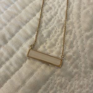 White Stone Inlaid Pendant Gold Necklace
